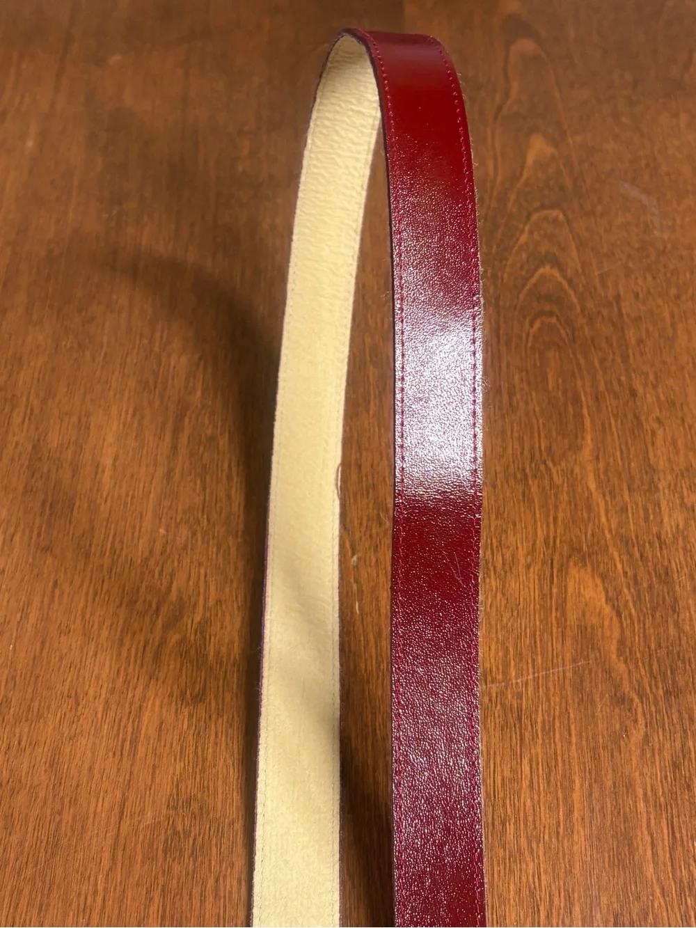 Women's Leather Belt in Burgundy with Gold Buckle